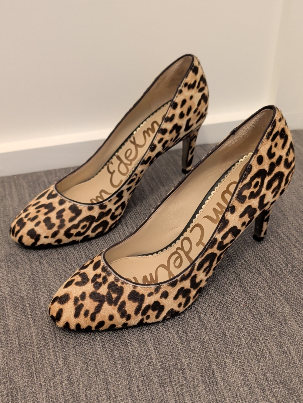 Sam Edelman Leopard Calf Hair Pumps - Beige & Black Size 7